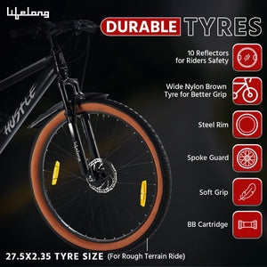 Lifelong Hustle 27.5T Electric Cycle with Shimano 21-Speed | Long Range, Dual Disc Brakes