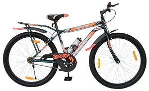 ROOTLINE Escape IBC 26X2.40 Mountain Bike for Youth – Integrated Carrier | Rigid Frame | Lightweight | Best Alternative to Electric Bicycles (Black with Orange)
