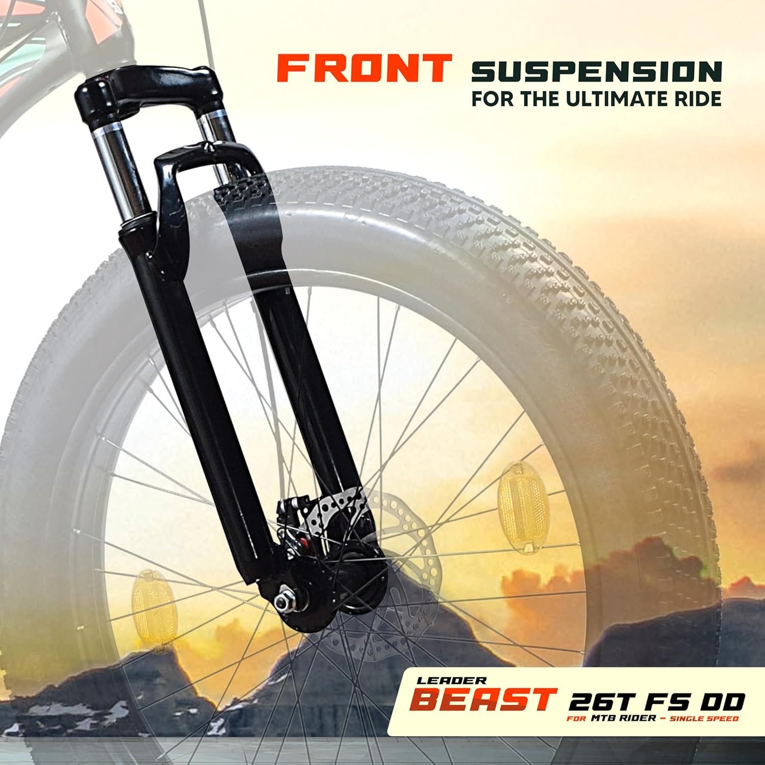 Leader Beast 26x4.00 Fat Tire Electric Cycle – Dual Disc Brakes, Front Suspension & Powerful Ride