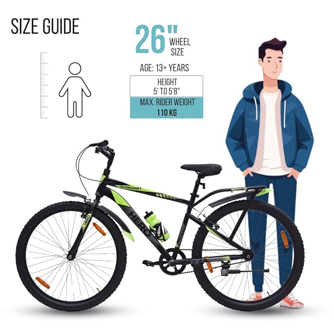 Hero Slingshot 26T Electric Cycle – 26″ MTB E-Bike with Lithium Battery & Disc Brakes