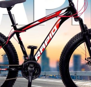 Rapid 26″ Fat Tyre Mountain Bike – Rugged MTB with Dual Disc Brakes & Multi-Speed Gears