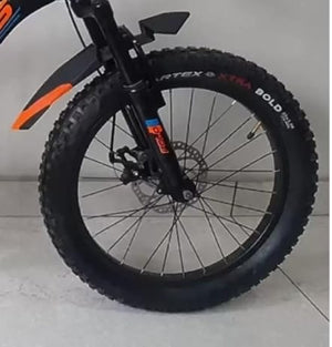 Gallus Kids Fat Tire Mountain Bike 20-Inch – Black & Orange Cycle with Disc Brakes | Best Off-Road Bicycle for Boys & Girls