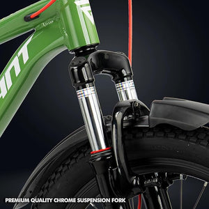 ROADGIANT Kiev 20T Kids Bike with Dual Disc Brake | Aluminum Frame MTB | Single Speed | Front Suspension | Army Green | Perfect for Young Riders