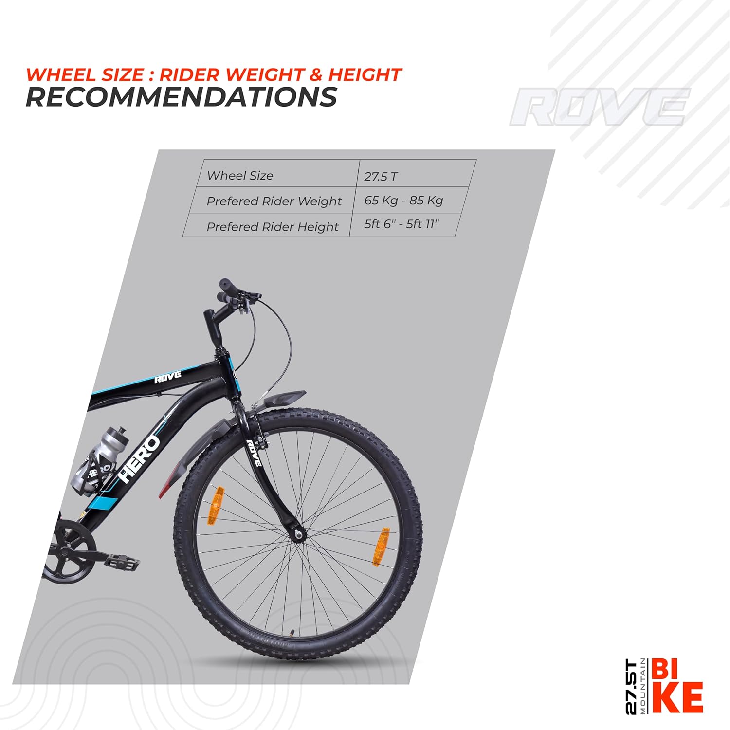 Hero Rove Sports 27.5T Mountain Bike – Alloy Steel MTB for Men | Single-Speed, Ready to Ride