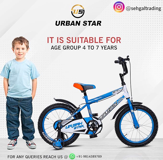 URBANSTAR 16T Kids BMX Cycle | 16-Inch Steel Frame Bicycle for Boys & Girls (4–7 Years)