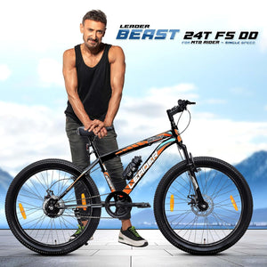 Leader Beast 24T Electric Cycle – 7-Speed E-Bike with Disc Brakes & Front Suspension for Teens & Adults