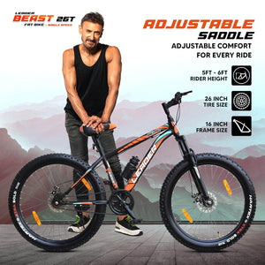 Leader Beast 26″ Fat Bike | Hybrid Mountain Cycle with Dual Disc Brakes & Suspension