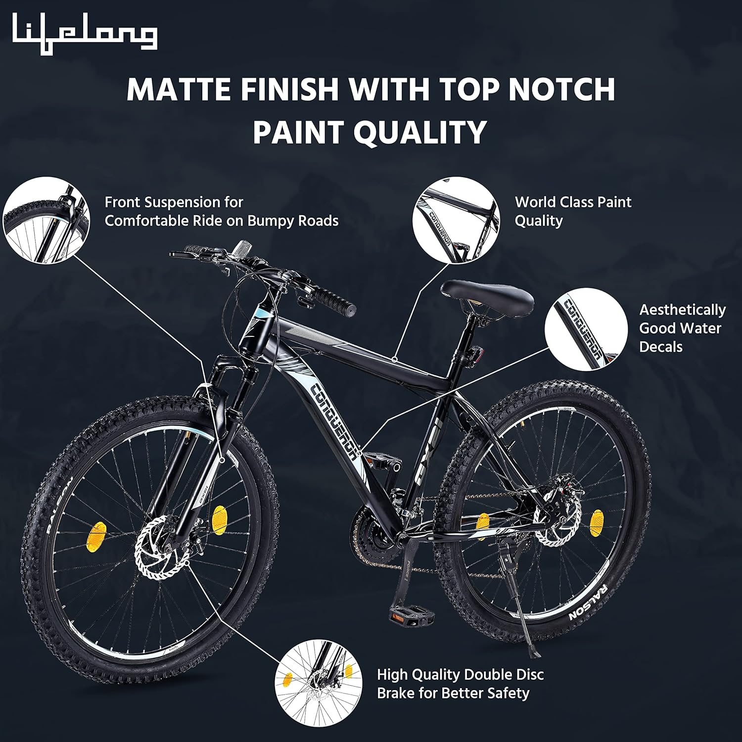 Lifelong GX21 Electric Cycle – 27.5T E-Bike with 21-Speed Gear, Dual Disc Brakes & Long Range Ride