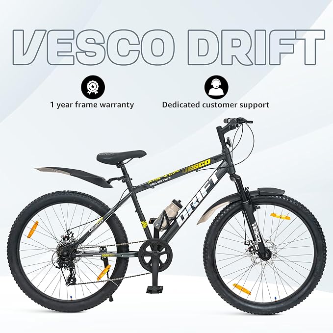 VESCO Drift 26T Electric Cycle – 7-Speed Mountain E-Bike with Dual Disc Brakes & Suspension