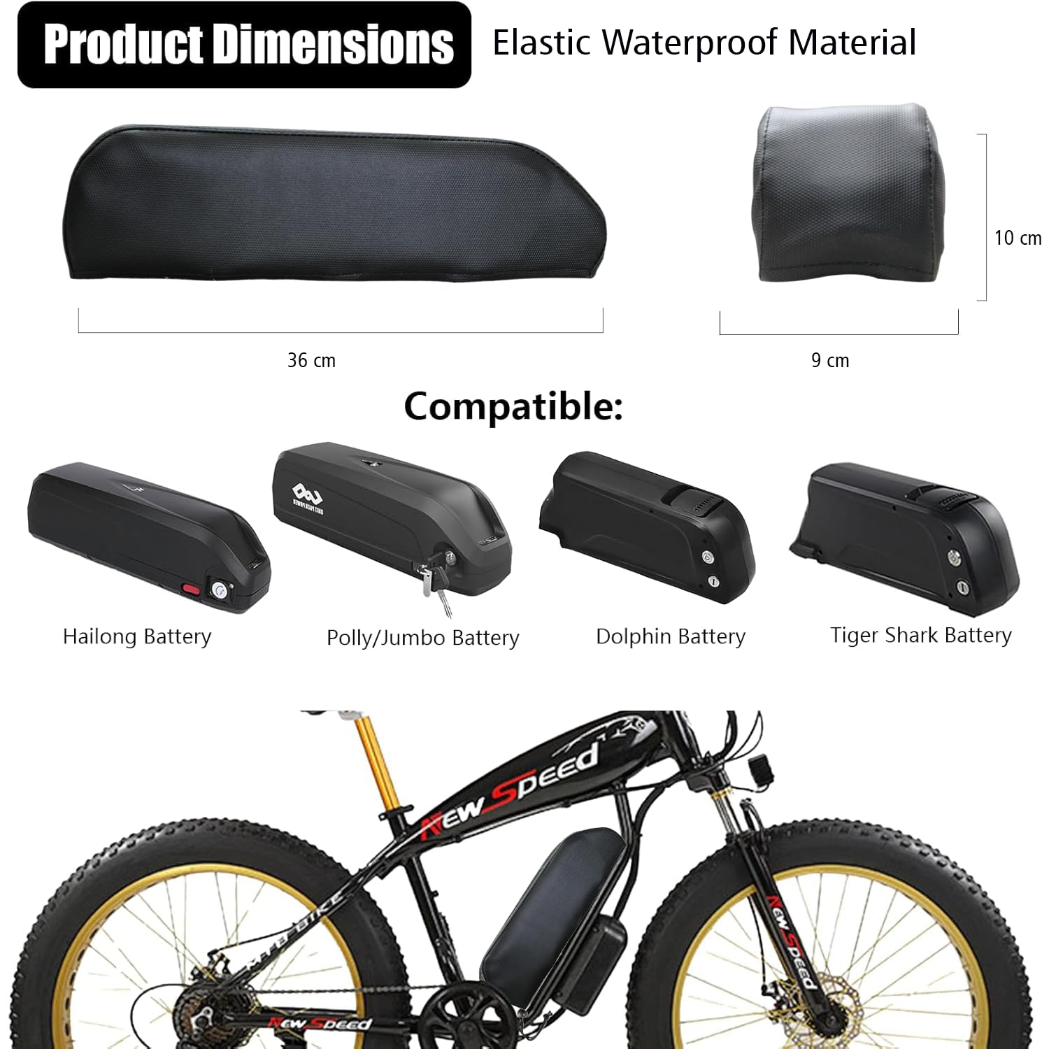 AK Deziner Waterproof Electric Bike Battery Cover | Durable Dust & Sun Protection for E-Bikes